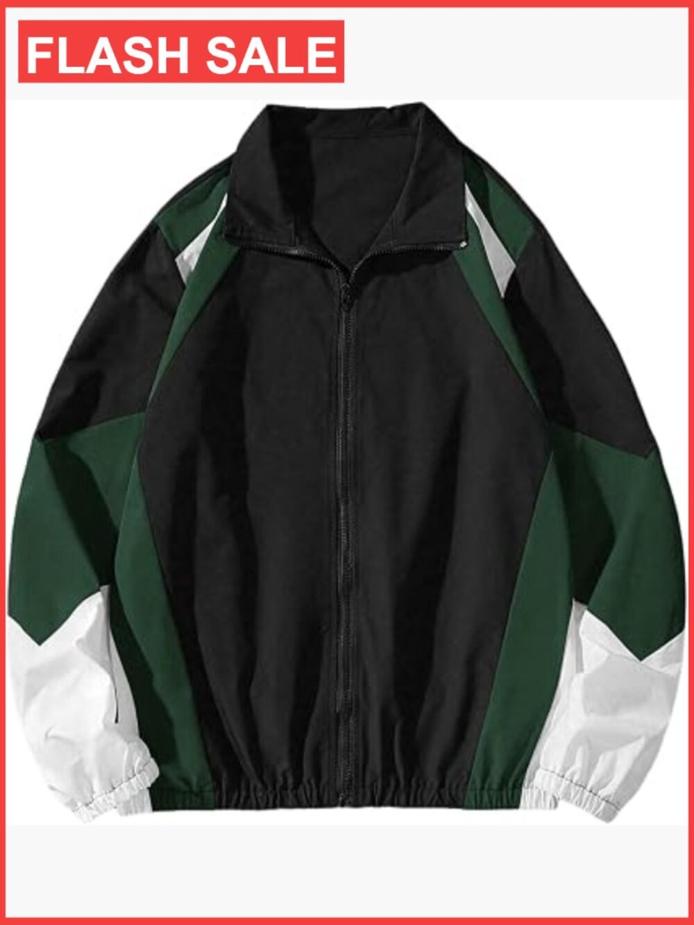 Men's Color Block Windbreaker Jacket Zip Long Sleeve Lightweight